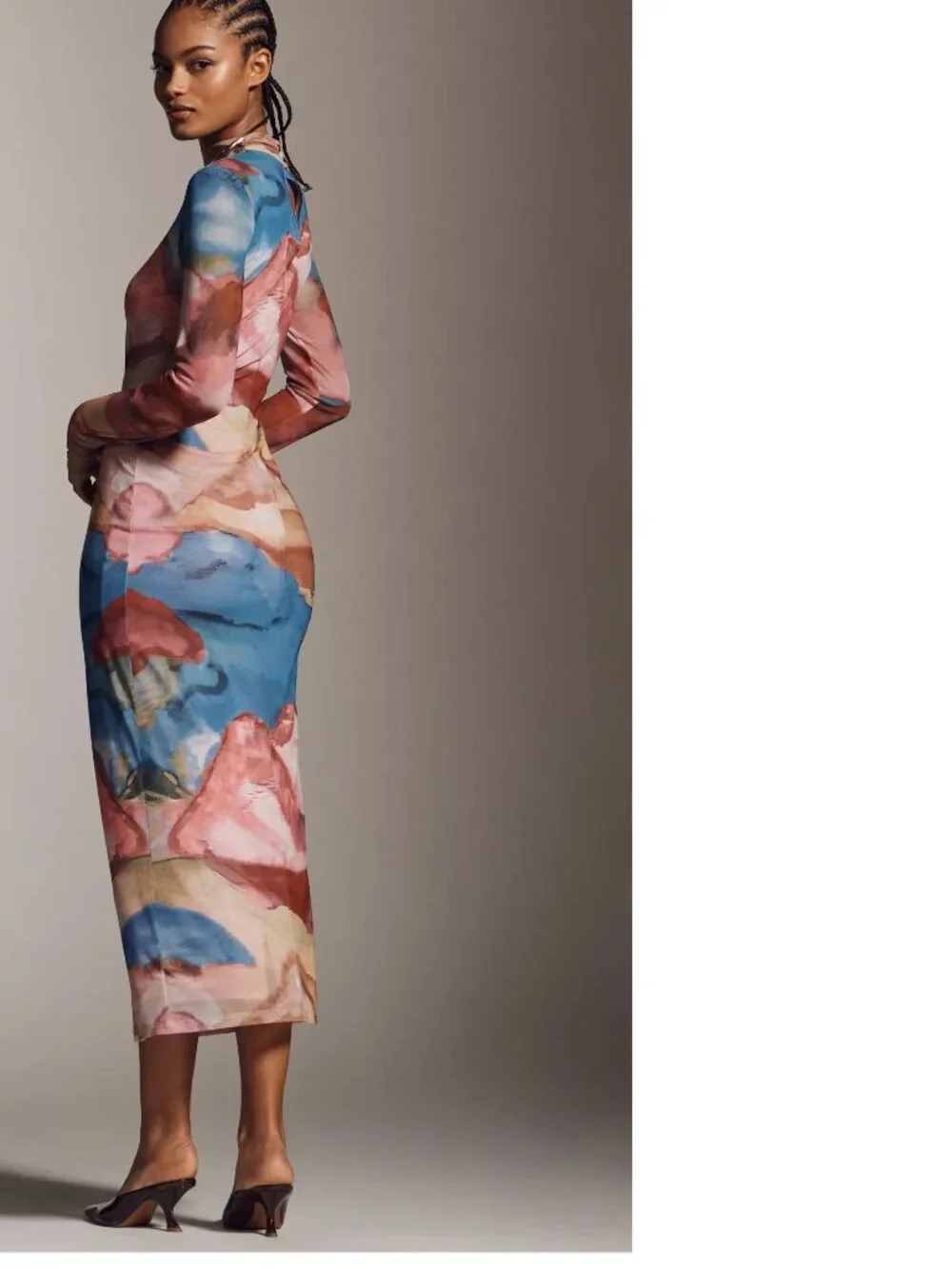 By Anthropologie Mock-Neck Knit Maxi Dress new with tag BLUE size L - Picture 2 of 9